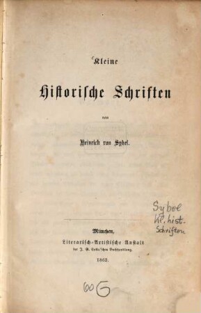 Kleine historische Schriften