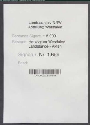 M. A. von Horneck/Hornigh, Witwe des Landpfennigmeisters Honcamp, ./. westfälische Landstände wegen rückständiger Gelder