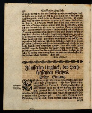 392-405, Fünfferley Unglück, des Hertzfressenden Geitzes