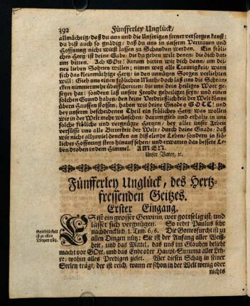 392-405, Fünfferley Unglück, des Hertzfressenden Geitzes