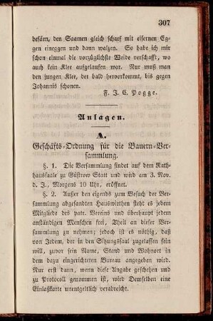 A. A. Geschäfts-Ordnung für die Bauern-Versammlung