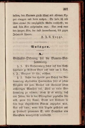 A. A. Geschäfts-Ordnung für die Bauern-Versammlung