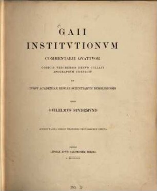 Gaii Institutionum commentarii quattuor