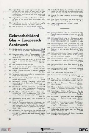 Gebrandschilderd Glas – Europeesch Aardewerk (Nr. 984-1019)
