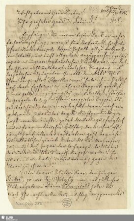 285: Brief von Ignaz Xaver von Seyfried an Robert Schumann - Mus.Schu.285
