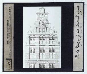 Amsterdam, Bauwerk an der Singel, Aufrisszeichnung : Fassade