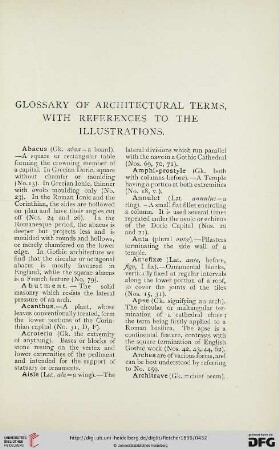 Glossary of architectural terms, with references to the illustrations
