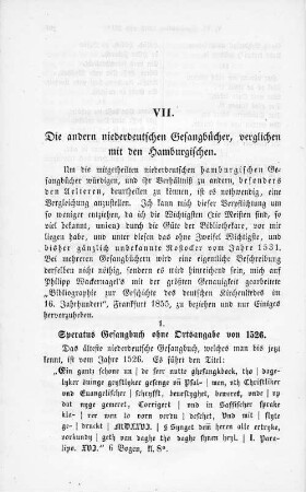 VII. Die andern niederdeutschen Gesangbücher, verglichen mit den Hamburgischen.