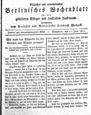 Hundert und neunundzwanzigtes Stueck, Sonnabend, den 22. Juny 1811.