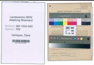 Entnazifizierung Clara Verheyen , geb. 09.01.1911 ()