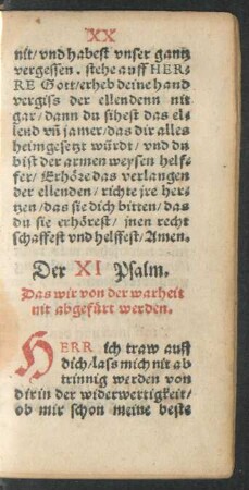 Der XI Psalm. - Der XX Psalm.