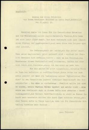 Anlage I. H. Thiersch an G. Rodenwaldt