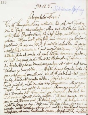 Brief an Karl Adolf Schimmelpfeng