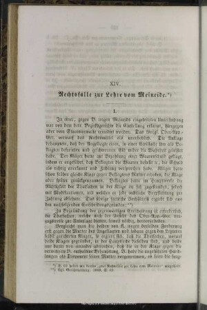 XIV. Rechtsfälle zur Lehre vom Meineide