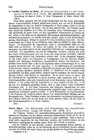 254, Candido Nogueira da Motta. Os menores delinquentes e o seu tratamento no Estado de S. Paulo. 1909