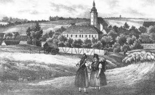 Rückersdorf. Ortsansicht mit Bockmühle