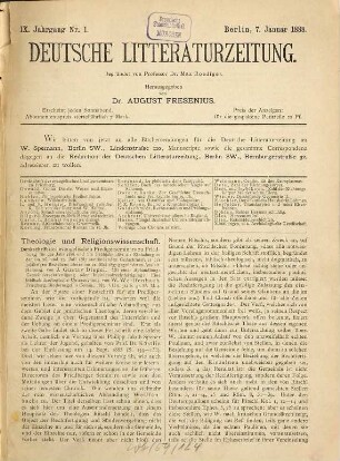 Deutsche Literaturzeitung für Kritik der internationalen Wissenschaft, 9. 1888, [a]