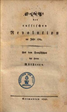 Geschichte der russischen Revolution im Jahr 1762