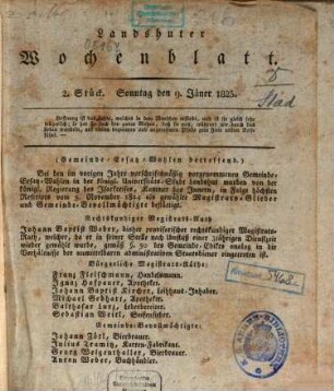 Landshuter Wochenblatt. 1825