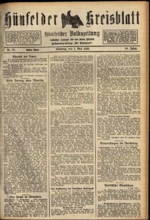Erste Ausgabe vom Samstag, den 09. Mai 1925.