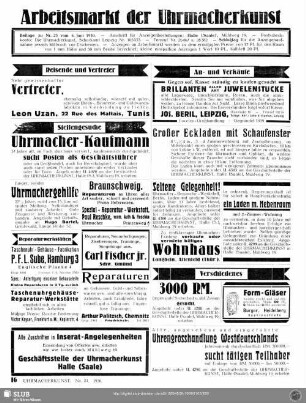 Arbeitsmarkt der Uhrmacherkunst