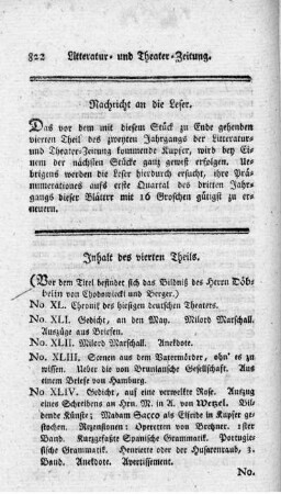 Inhalt des vierten Theils