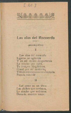 Las alas del recuerdo : (Magdalena)