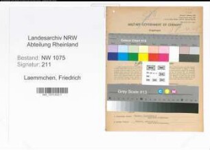 Entnazifizierung Friedrich Laemmchen , geb. 24.10.1894 (Steuersekretaer)