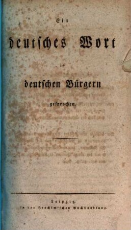 Ein deutsches Wort zu deutschen Bürgern gesprochen