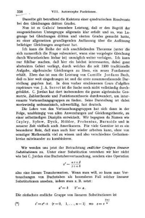 Endliche Gruppen linearer Substitutionen, reguläre Körper.