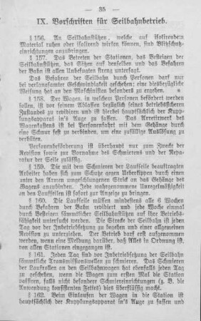 IX. Vorschriften für Seilbahnbetrieb (§§ 156 bis 168 einschl.)
