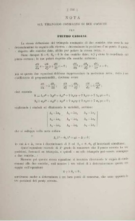Nota sul triangolo coniugato di due coniche.