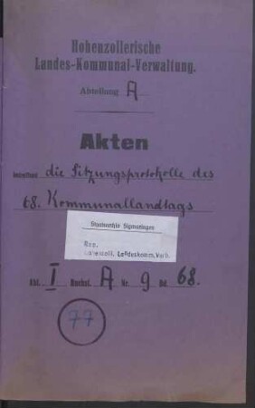 Außerordentlicher Landtag - Bd. 68
