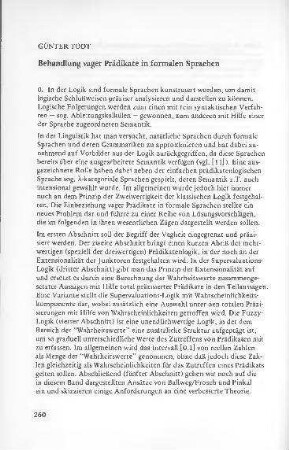 Behandlung vager Prädikate in formalen Sprachen
