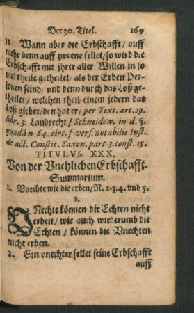 Titulus XXX. Von der Unehelichen Erbschafft.