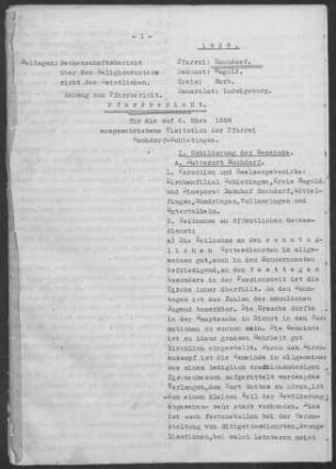Hochdorf (Nagold) mit Schietingen: Pfarrbericht 1938