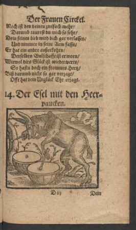 [Der Esel mit den Heerpaucken.]