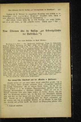 Neue Stimmen über die Aufsätze "zur Leidensgeschichte der Volksschule"