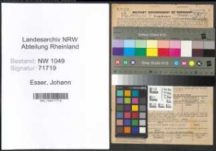 Entnazifizierung Johann Esser , geb. 26.04.1899 (Firmeninhaber)