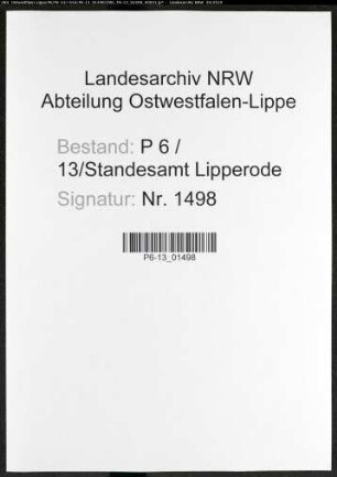 Sterberegister Standesamt Lipperode