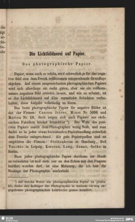 Die Lichtbildnerei auf Papier. Das photographische Papier