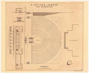 Haus der Arbeit mit Thingplatz Schinkelwettbewerb 1936: Thingplatz. Grundriss, Ansicht 1:200
