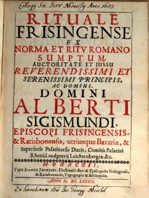 Rituale Frisingense ex norma et ritu Romanum sumptum