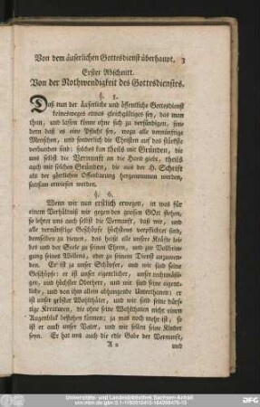 Erster Abschnitt. Von der Nothwendigkeit des Gottesdienstes.