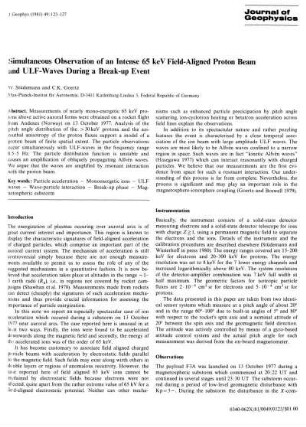 Simultaneous observation of an intense 65 keV field-aligned proton beam and ULF-waves during a break-up event