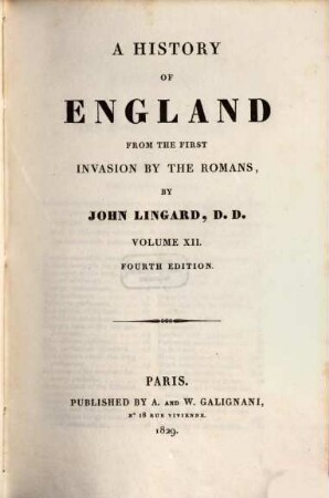 A History of England from the first invasion by the Romans, 12
