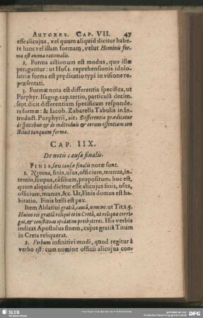 Cap. IIX. De notis causae finalis