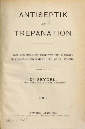 Antiseptik und Trepanation