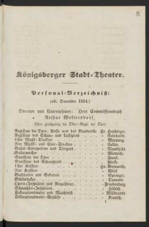 1854: Personal-Verzeichniß