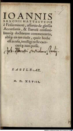 Assertio de glossis Accursianis et Bartoli ... commentariis